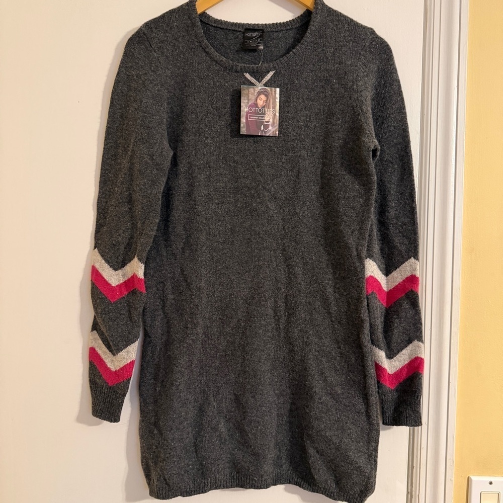 NWT Hottotties Journey Collection Cozy Sweater Dress women M charcoal gray blend